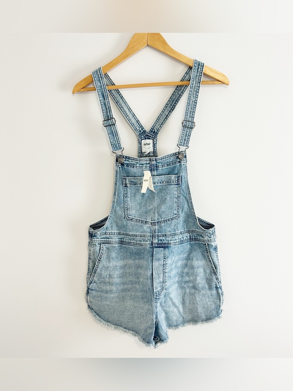 Aerie drape denim overall shorts NWT